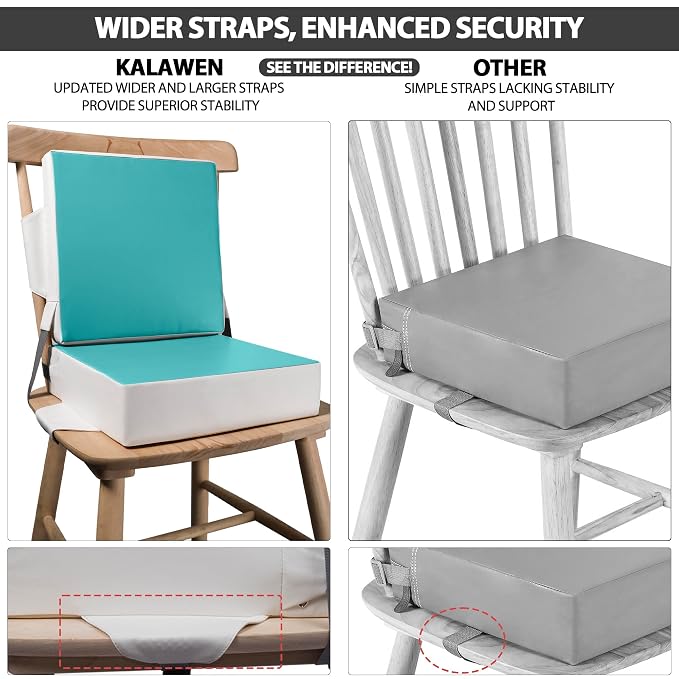 Kalawen Toddler Booster Seat for Dining Table, Upgraded 2Pcs PU Washable Straps - Image 2