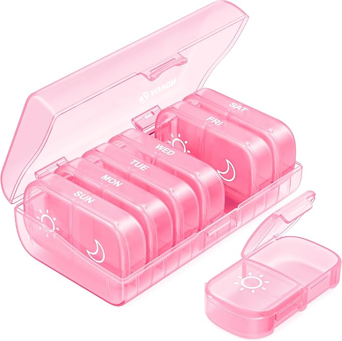 AUVON XL Weekly Pill Organizer 2 Times a Day, Pill Box 7 Day by AUVON