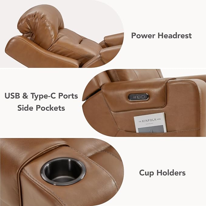 Watson & Whitely Genuine Leather Power Recliner Chairs - Image 6