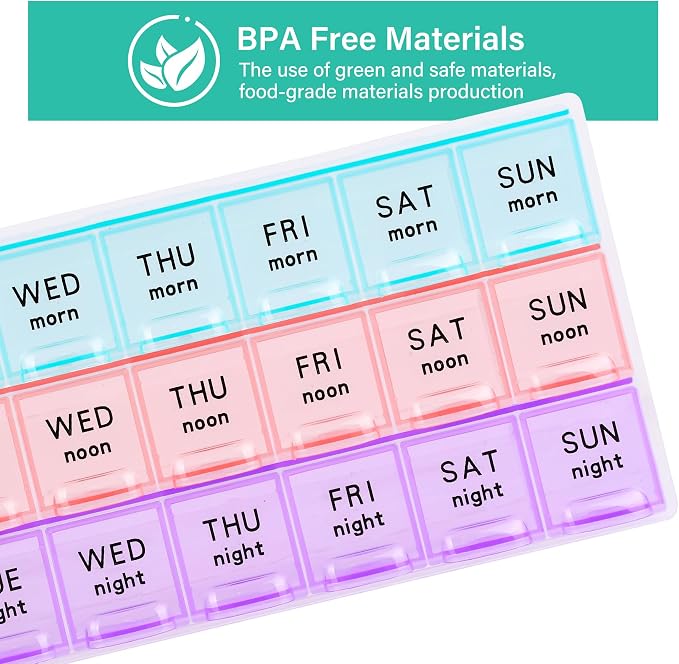 Large Weekly Pill Organizer 3 Times A Day, Travel Pill Cases ，Moisture-Proof 7 - Image 4