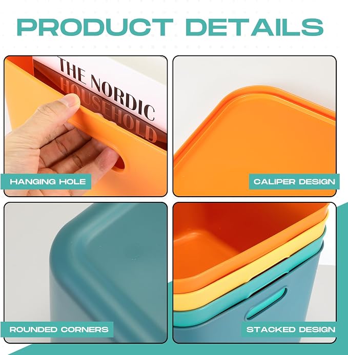 Hoolerry 8 Pieces Colorful Storage Bins - Image 3