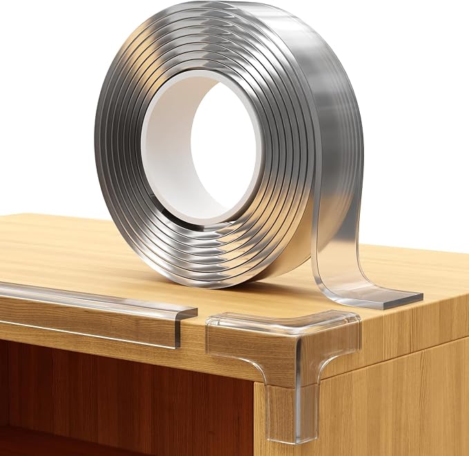 Furniture Corner & Edge Safety Bumpers, 16ft Edge Protector & 4 Clear Corner by Komfortology