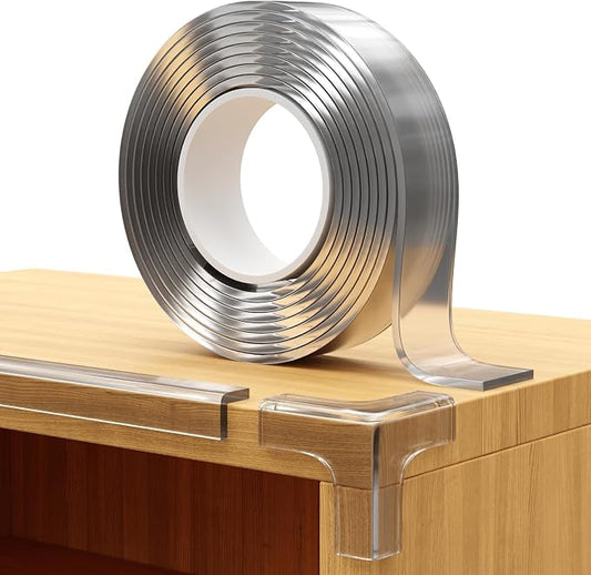 Furniture Corner & Edge Safety Bumpers, 16ft Edge Protector & 4 Clear Corner by Komfortology