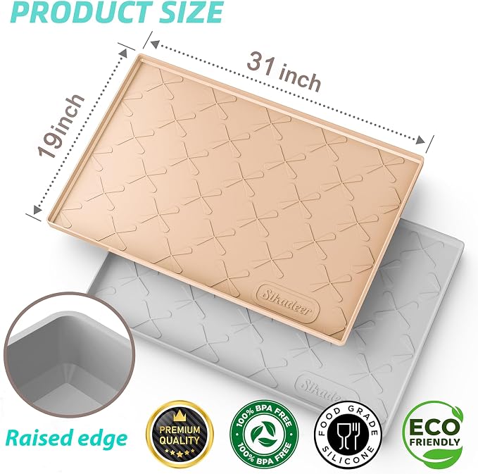 SIKADEER 31" x 19" Under Sink Mat Waterproof, Silicone Mat Kitchen Drawer Shelf - Image 2