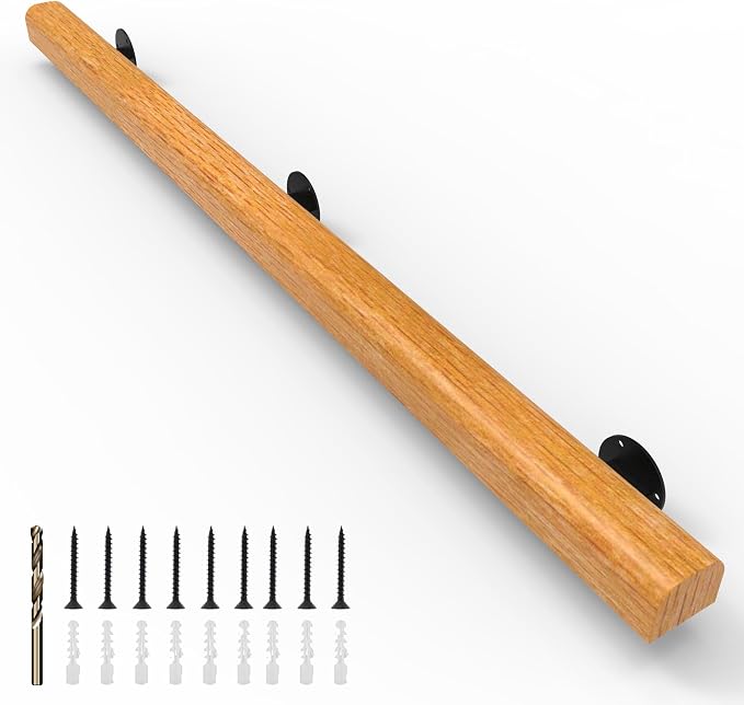 6FT Wood Stair Handrails Wall Mount, Hand Railings by YEOOE