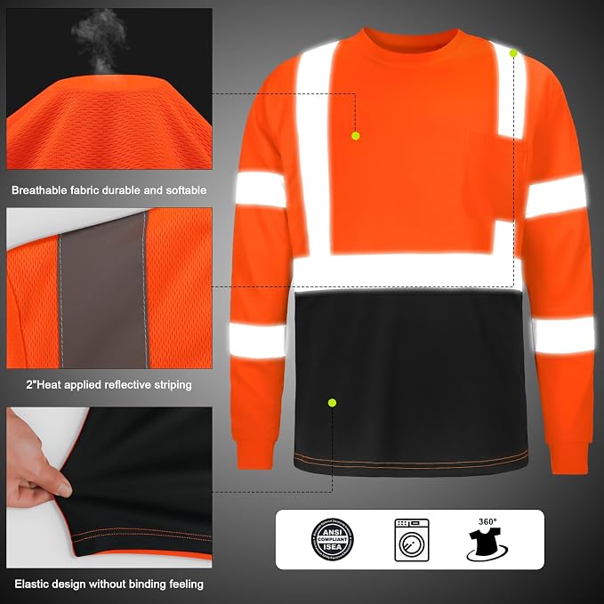 High Visibility Class 3 T Shirts，Hi Vis Safety Shirts - Image 2