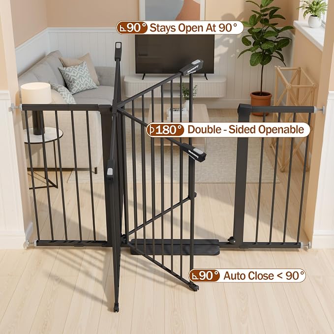 Mumeasy 29.7-57" Extra Wide Baby Gate, Auto Close Large Dog Gate - Image 9