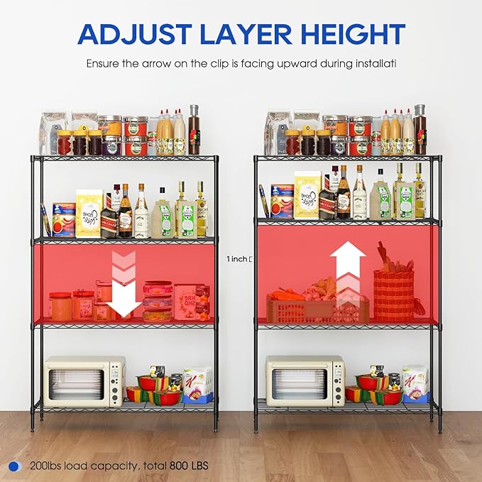 4-Tier Storage Shelves 35.4" L x 13.3" W x 53.7" H Metal Garage Shelves - Image 5