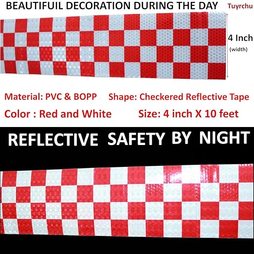 Reflective Tape Red and White 4 inch X 10 feet, Outdoor Waterproof Hazard - Image 3