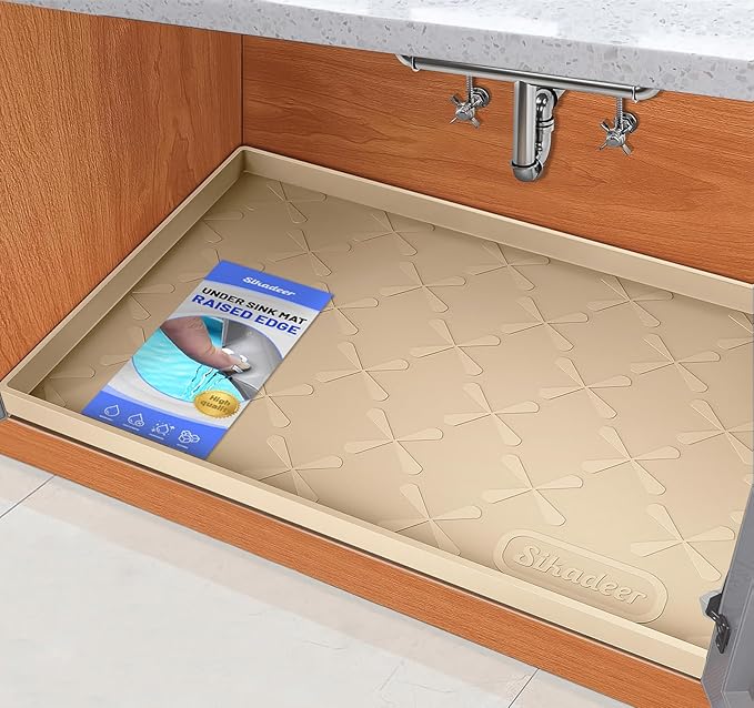 SIKADEER 22" x 19" Under Sink Mat Waterproof, Silicone Mat Kitchen Drawer Shelf by SIKADEER