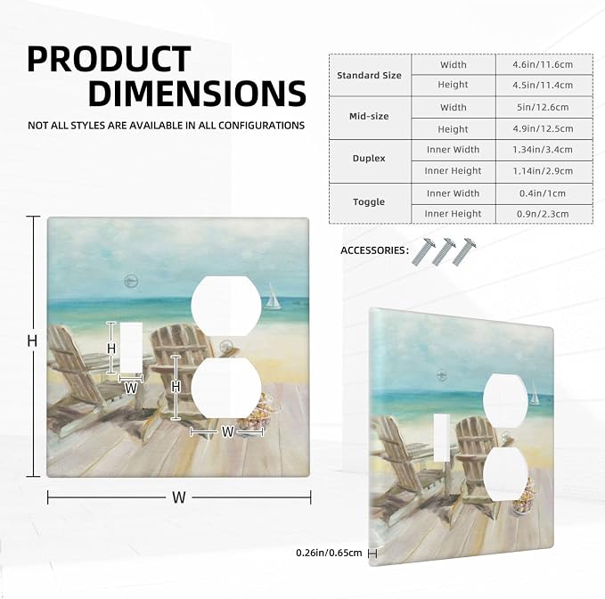 Decorative Light Switch Cover Plate Beach Chair Seascape Blue Ocean Modern - Image 5