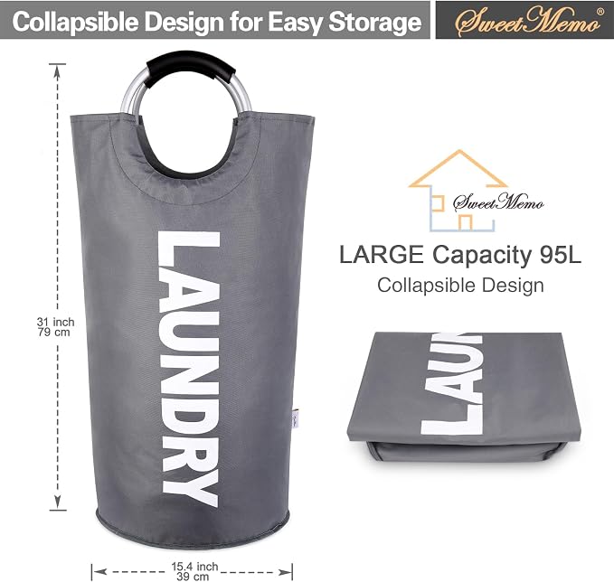 Large Laundry Basket Collapsible，Freestanding Clothes Hamper Bag - Image 2