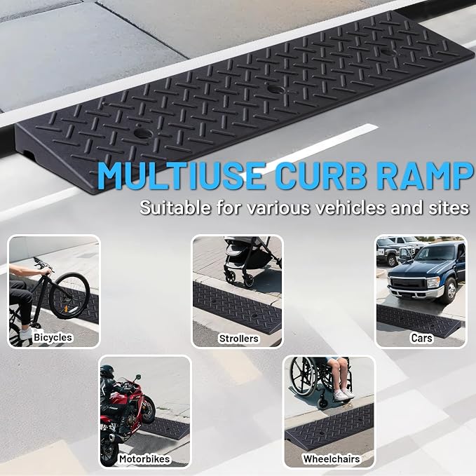 Rubber Curb Ramp, 3.2" Rise Height 2 Pack, Heavy-Duty 1.5 T Capacity Threshold - Image 6