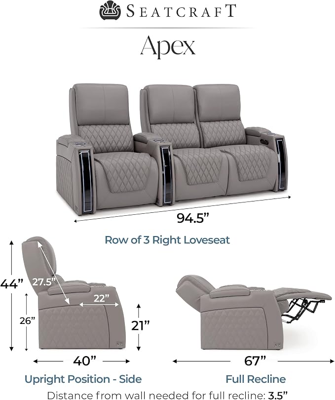Seatcraft Apex Zero-Gravity CoolZero Italian Leather Home Theater Seating - Image 2