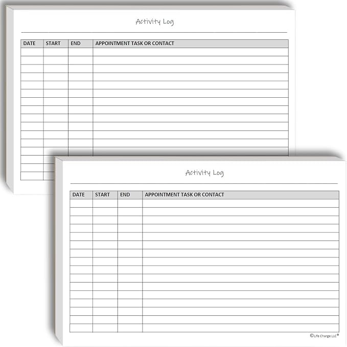 Activity Log Notepads Pad Planners to List a Task, Action or Contact. A - Field & Grace