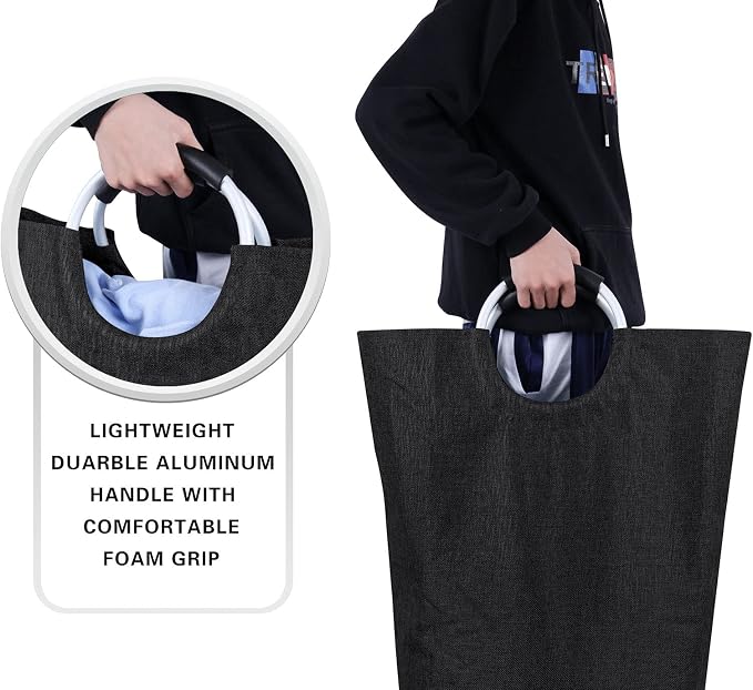 Large Laundry Hamper Bag Collapsible, Tall Laundry Basket - Image 4