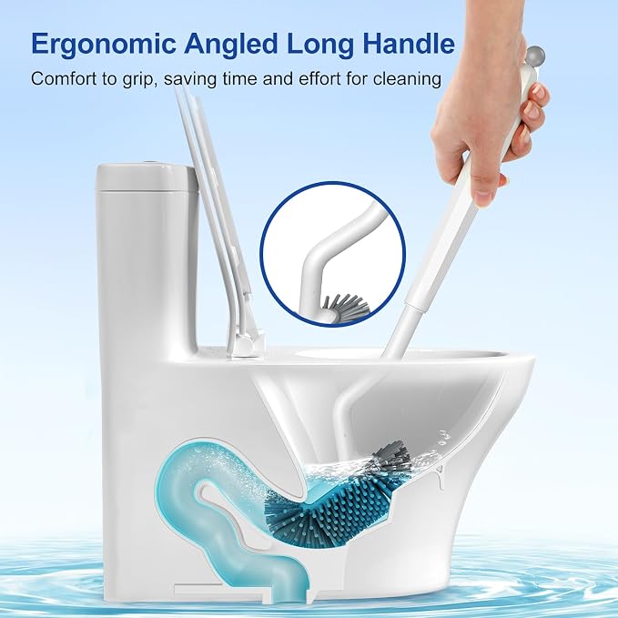 HAMITOR Toilet Bowl Brush Holder Set: 2Pack Deep Cleaning Silicone Toilet - Image 7