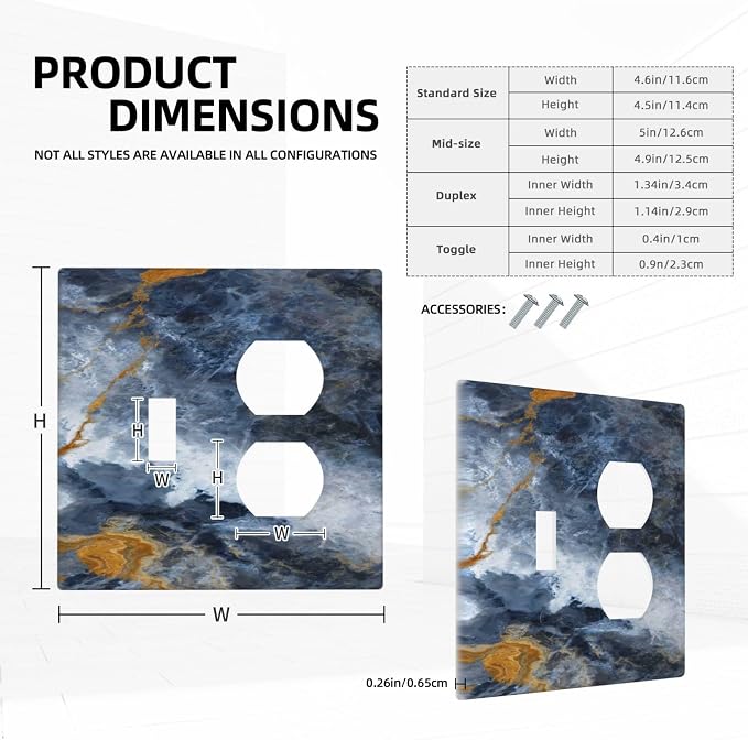 Decorative Outlet Covers Gold Dark Blue Gilt Haze Marble 2 Gang Duplex Light - Image 5