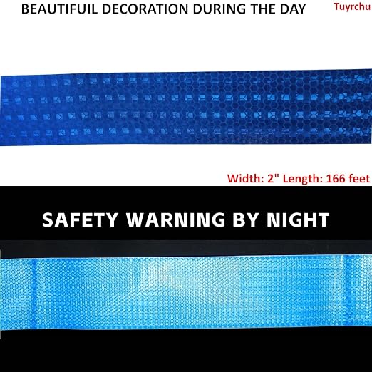 Blue Reflective Tape 2 inch Wide, Outdoor Waterproof Hazard Conspicuity Warning - Image 3