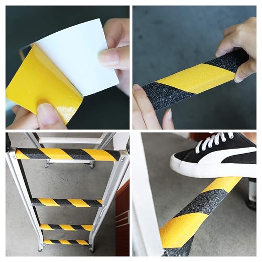 Anti Slip Tape 4" x 16.4 Ft Black and Yellow Heavy Duty Waterproof Grip Tape - Image 8
