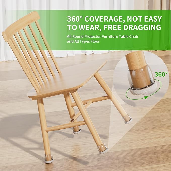 24PCS Clear Chair Leg Floor Protectors, Round Felt Furniture Pads - Image 5