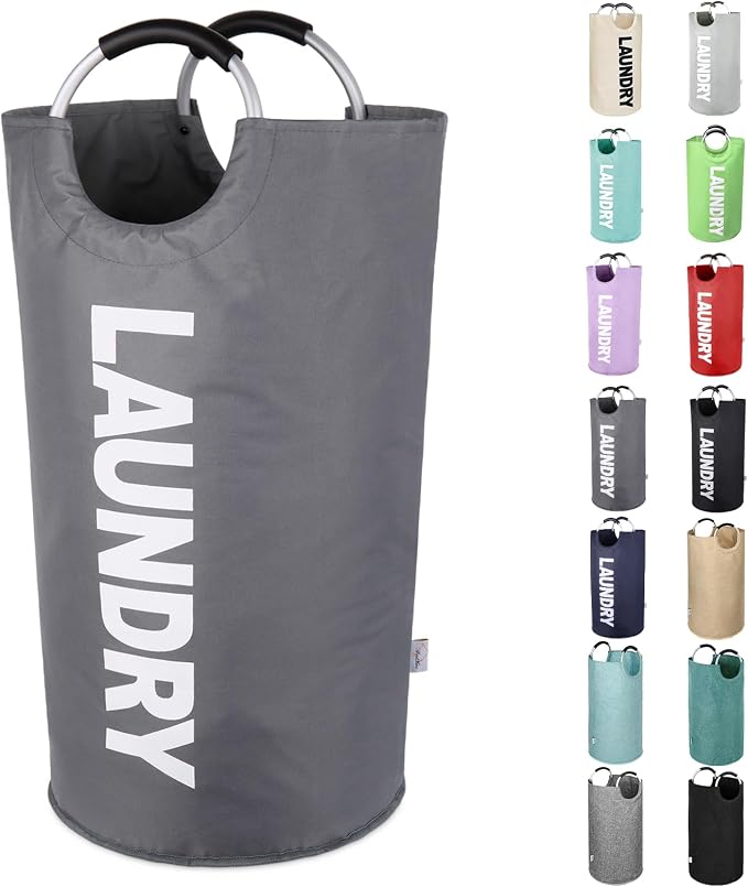 Large Laundry Basket Collapsible，Freestanding Clothes Hamper Bag by SweetMemo