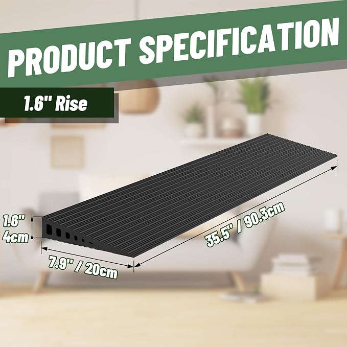 1.6" Rise Threshold Ramps for Doorways, 2000 Lbs Load Capacity, 35.5" Wide - Image 2