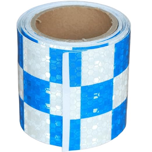 Blue and White Reflective Tape Outdoor Waterproof 3 inch X 10 feet, High by tuyrchu