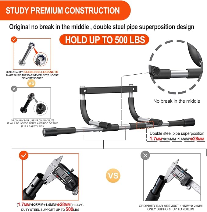 Ally Peaks Pull Up Bar for Doorway, Indoor Chin-Up Bar Workout Bar, USA - Image 3