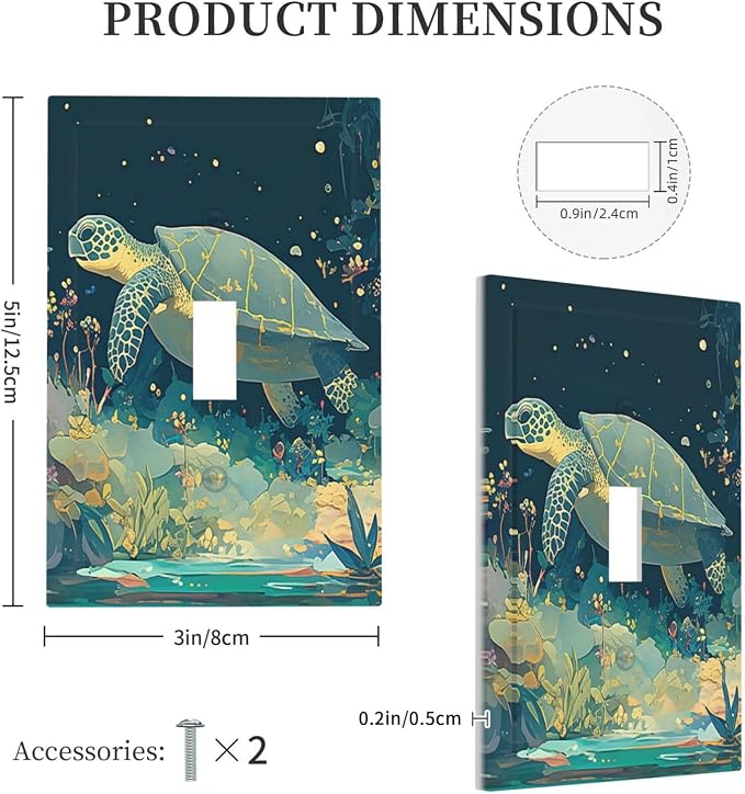 Decorative Light Switch Cover Fantasy Sea World Sea Turtle Floral Plant 1 Gang - Image 5