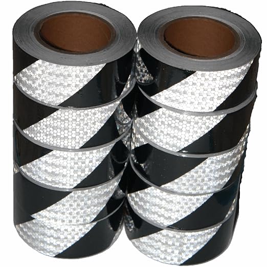 Black White Reflective Tape 2 inch X 66 feet X 10 Rolls, Outdoor Waterproof by tuyrchu