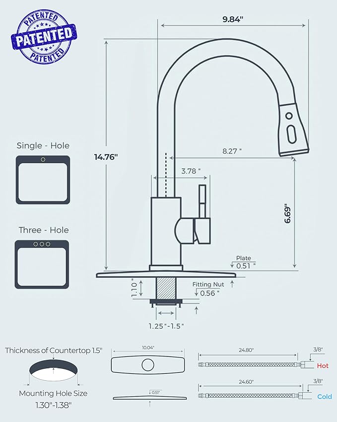 FORIOUS Kitchen Faucets with Pull Down Sprayer, Brushed Nickel, High Arc Single - Image 6