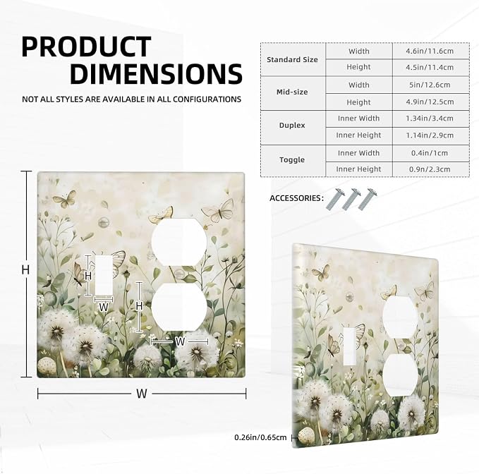 Dandelions Butterflies Watercolor Wildflowers Floral Wallplates 1 Toggle 1 - Image 5
