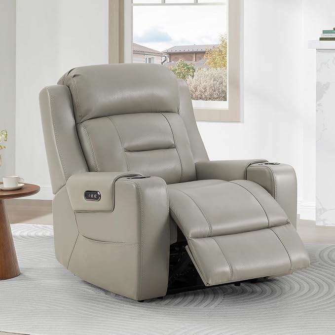 Watson & Whitely Oversized Genuine Leather Power Recliner Chairs - Image 7