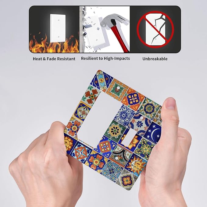 Outlet Covers Mid Century Talavera Shaped Tiles 1 Toggle 1 Rocker Combination - Image 5