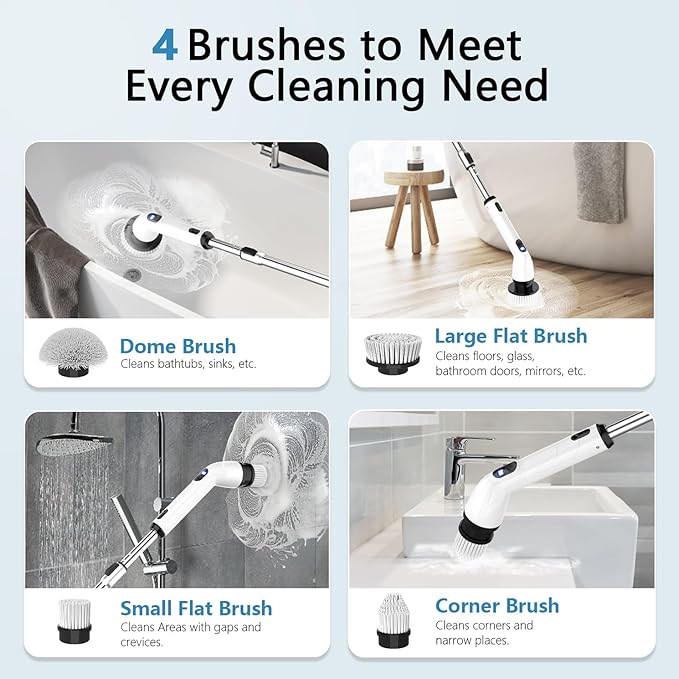 TUYU Electric Spin Scrubber, Full-Body IPX7 Waterproof Bathroom Scrubber - Field & Grace