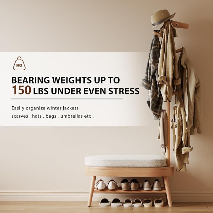 AQIMUELE Shoe Bench Entryway, Coat Rack - Image 5