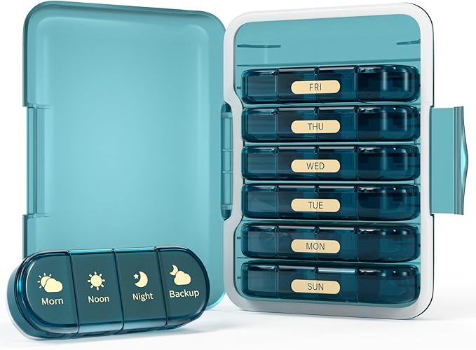 Weekly Pill Organizer 4 Times a Day, 7 Day Pill Box 4X, Portable - Image 9