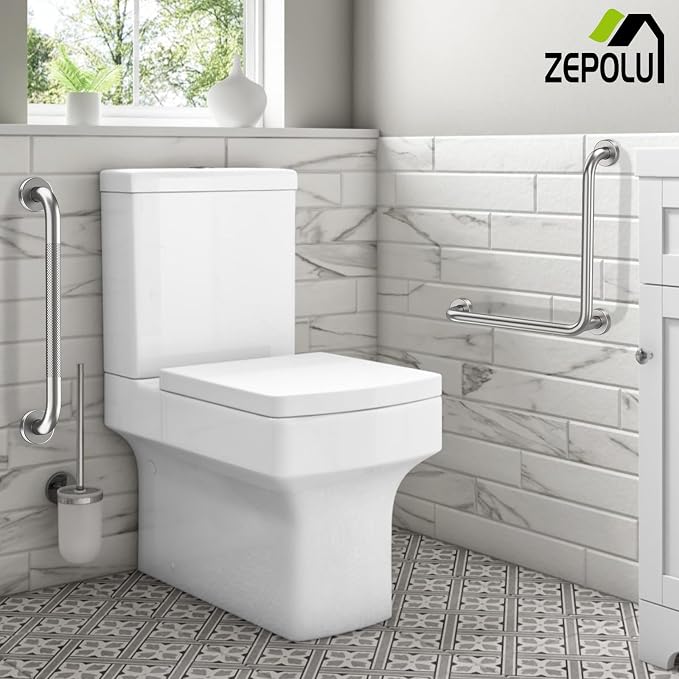 Brushed Nickel Angled Grab Bar 16 Inch, Zepolu Stainless Steel L-Shaped Safety - Image 6