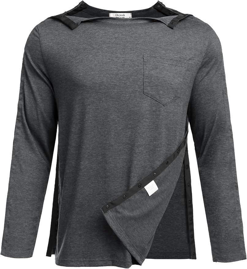 Deyeek Men's Post Shoulder Surgery Recovery Shirts Full Tear Away Long Sleeve by Deyeek