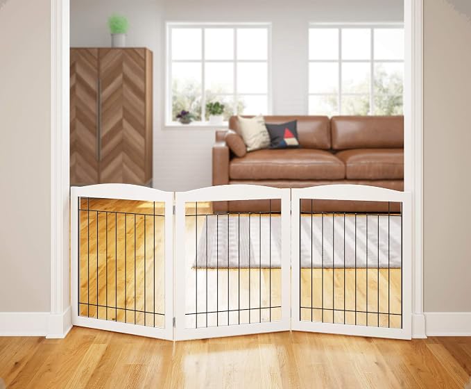 PAWLAND Extra Wide Dog gate for The House, Freestanding Foldable Wire Pet Gate by PAWLANDPetSupplies
