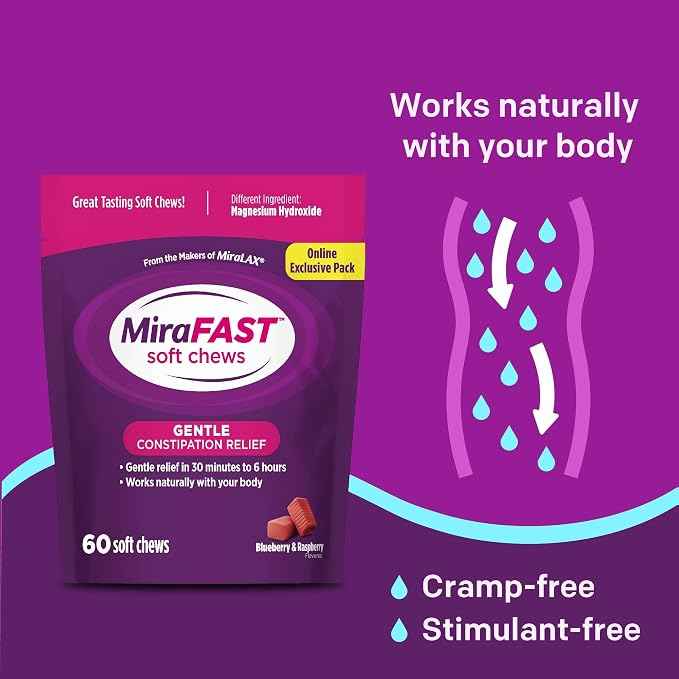 MiraFAST Soft Chews, from The Makers of MiraLAX, Gentle Constipation Relief