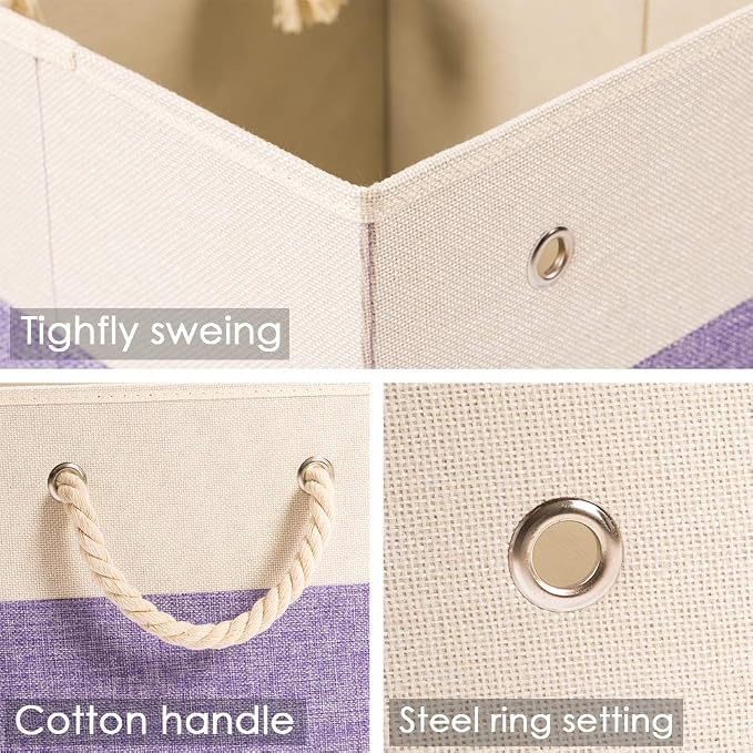 PRANDOM Large Foldable Cube Storage Bins 11x11 inch Fabric Linen Storage - Image 4