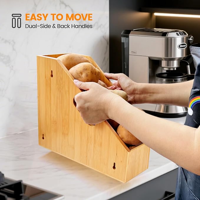 Slim Bamboo Storage Bin with Handles – Heavy-Duty Organizer - Image 7