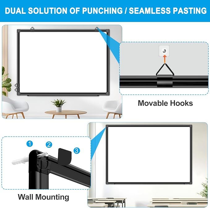 H-Qprobd 48"x30" Magnetic White Board Dry Erase Wall Mount Whiteboard - Image 5