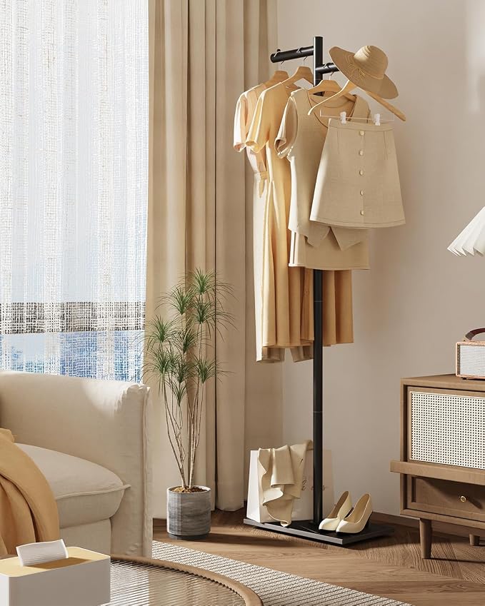 Garment Rack, Freestanding Metal Coat Racks, Z-shaped Coat Tree - Image 3