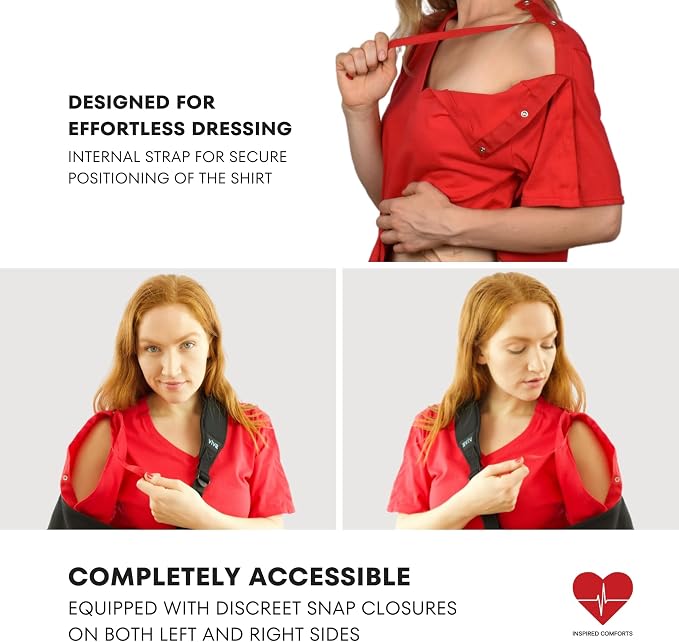 Inspired Comforts Unisex Post Surgery & Rehab V Neck Dual Access Snap Shirt - Image 2
