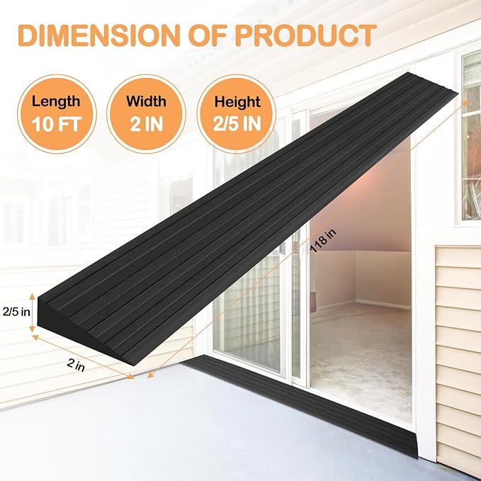 Threshold Ramps for Doorways Self-Adhesive Rubber Ramps for Door Threshold - Image 6