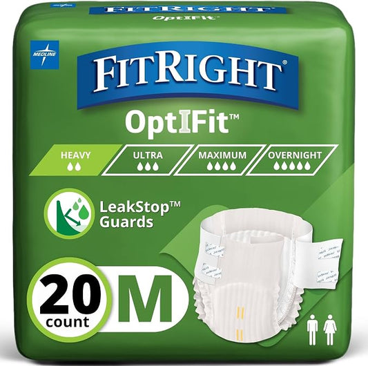 FitRight Adult Diapers, Extra+ Heavy Absorbency, OptiFit Incontinence Briefs by FitRight