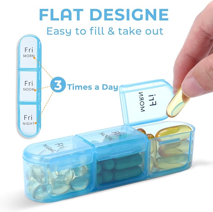 Daviky Pill Organizer Travel, Weekly Pill Organizer 3 Times a Day, Pill Box 7 - Image 5